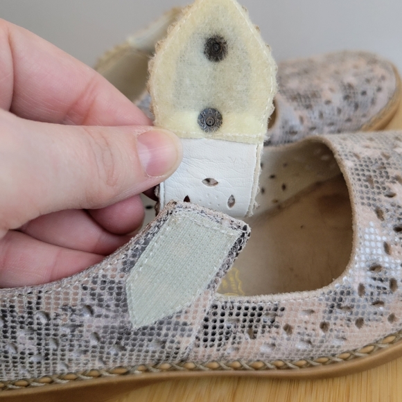 RIEKER Doris anitstress metallic leather perforated square toe Mary Jane shoes - Picture 8 of 16